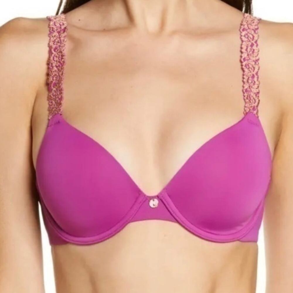 <<Natori Rose Dream Custom Coverage T-Shirt Bra 731080 Purple - 34DD
